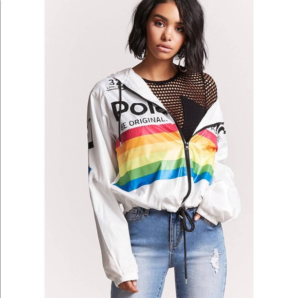 white rainbow jacket